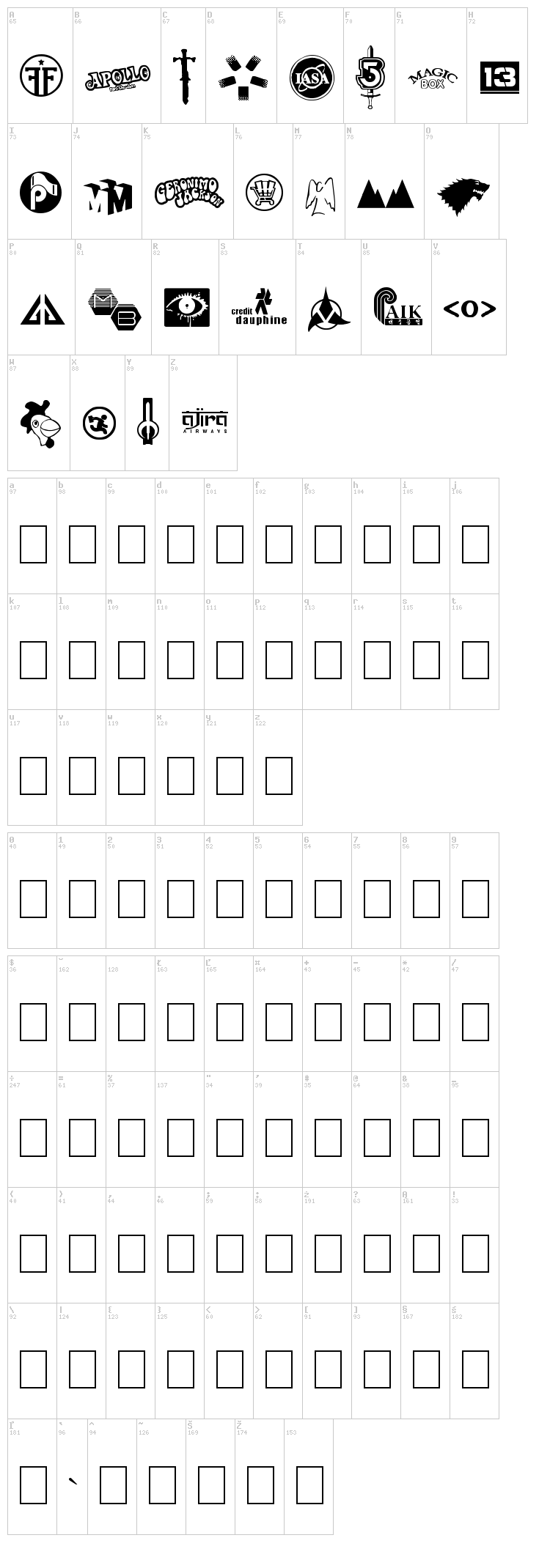 Logos I love font map